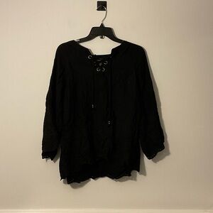 Belldini Black Lace-Up Blouse